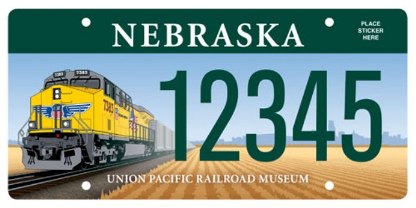 <p>New Union Pacific Railroad Museum license plate design</p>